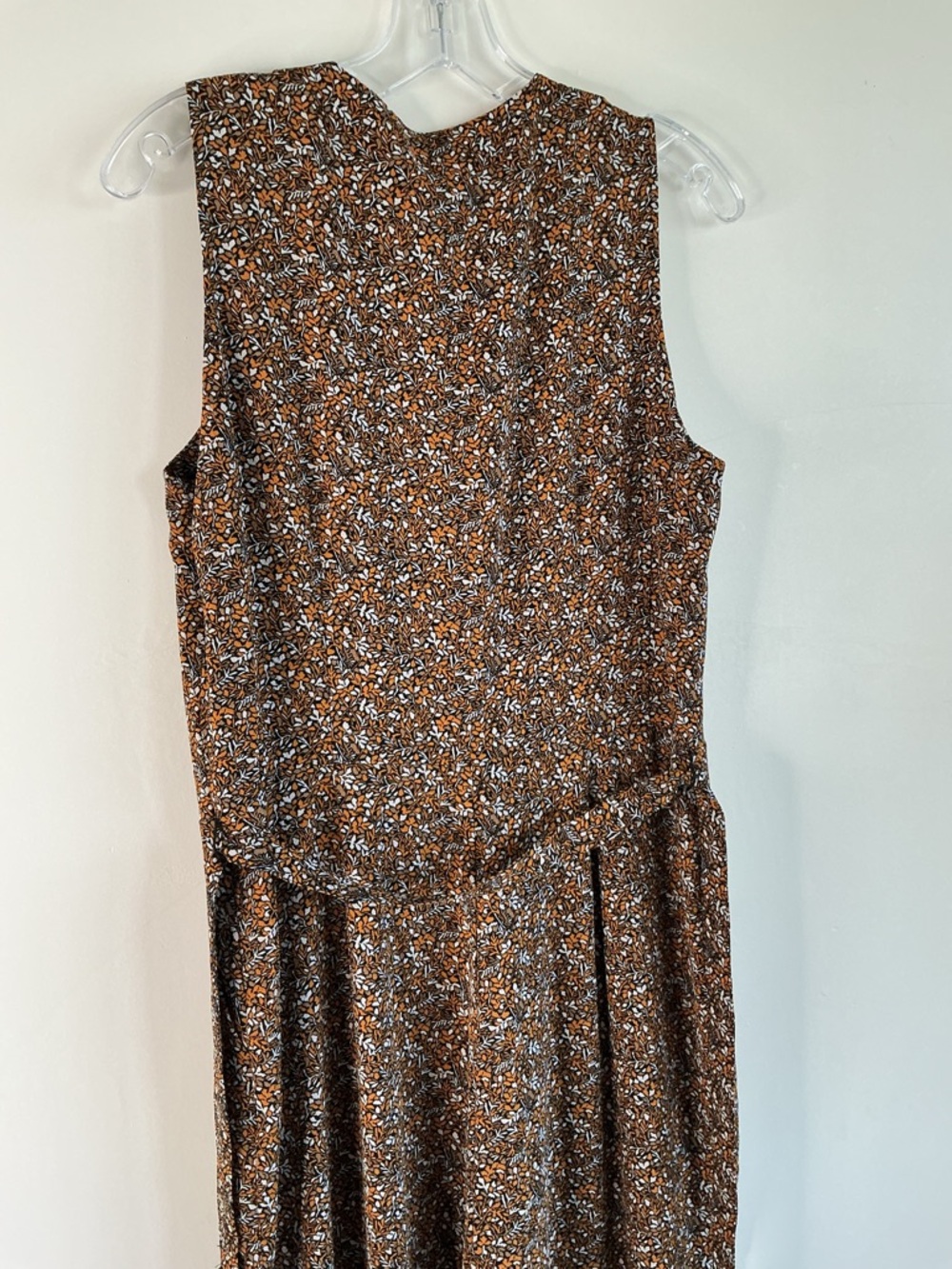 Michael Kors Floral Sleeveless Culotte Jumpsuit Brown Orange Size 8 w pockets - Picture 5 of 9